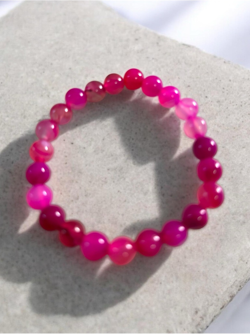 Hot Pink Agate 8mm Bead Stretch Bracelet